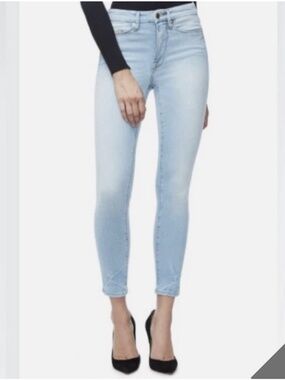Good American Good Legs High Rise Light Blue Distressed Cropped Jeans